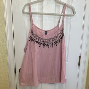SHEIN Pink Camisole with Black Embroidery
